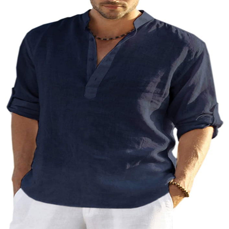 Men’s Lightweight Linen Blend Shirt – Casual Long Sleeve Summer Top (Various Colours)