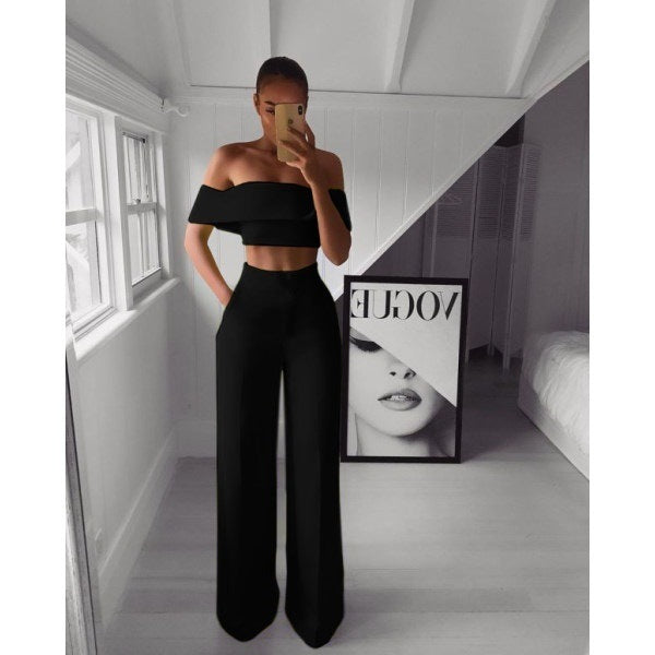 π₯ Off-Shoulder Two Piece Trouser Set for Women β High Waisted Wide Leg Co-Ord (Various Colours)