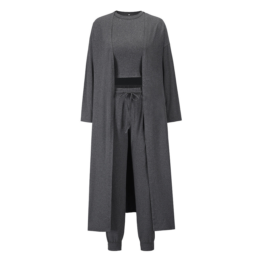 ✨ Women's 3-Piece Loungewear Set – Long Cardigan, Crop Top & Joggers (Various Colours)