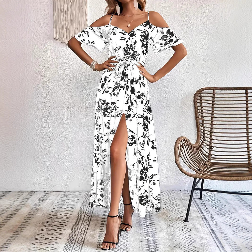 ๐ธ Cold Shoulder Floral Maxi Dress โ Flowy & Feminine in Various Colours
