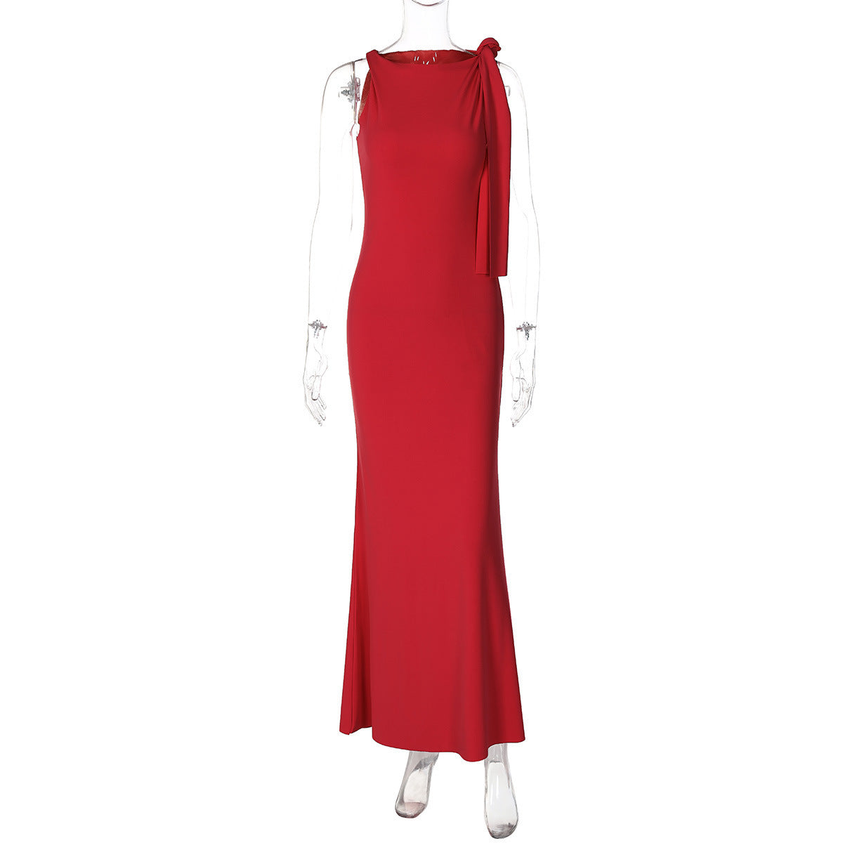 Elegant One-Shoulder Maxi Dress with Bow Detail – Evening Gown in Black or White