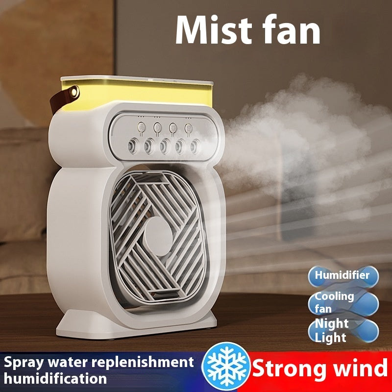 💨 3-in-1 Misting Fan with LED Night Light – Desktop Air Cooler in Various Colours