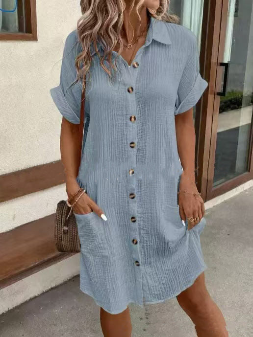 🌿 Casual Button-Up Shirt Dress – Available in Various Colours