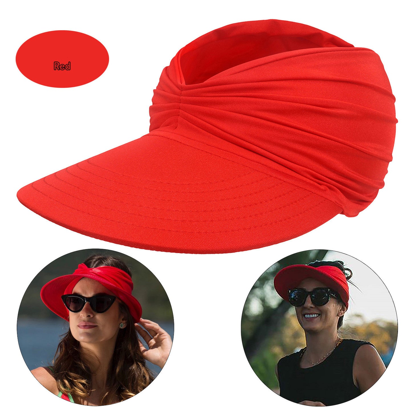 Women’s Wide Brim Sun Visor Cap – Foldable UV Protection Hat for Beach, Travel & Sports – Various Colours