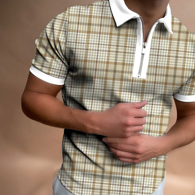 Men’s Bold Abstract Zip Collar Polo Shirt – Eye-Catching Summer Top in Various Designs