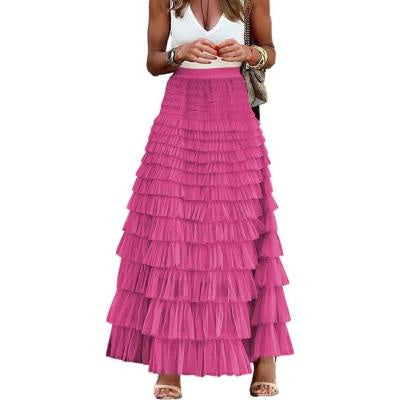 ✨ Women’s Layered Tulle Ruffle Maxi Skirt - Boho Chic Statement Skirt - Available in Various Colours