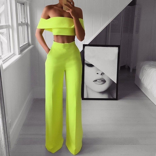 π₯ Off-Shoulder Two Piece Trouser Set for Women β High Waisted Wide Leg Co-Ord (Various Colours)
