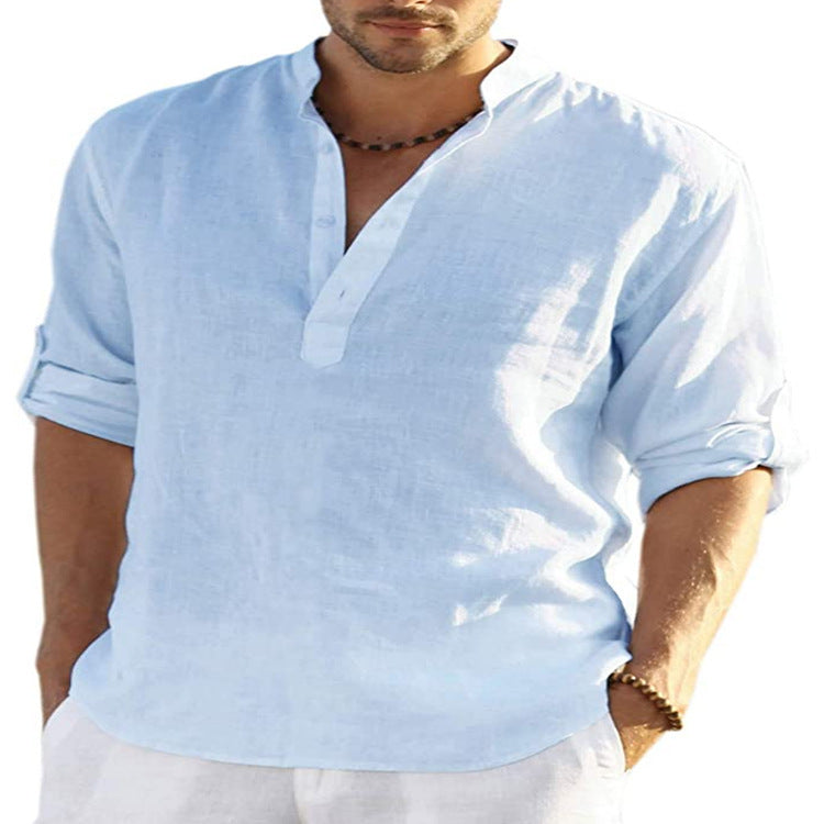 Men’s Lightweight Linen Blend Shirt – Casual Long Sleeve Summer Top (Various Colours)