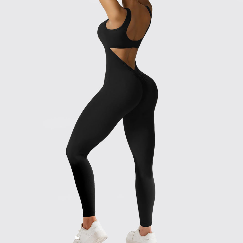 💜 Cut-Out Back Flared Jumpsuit – Available in Various Colours