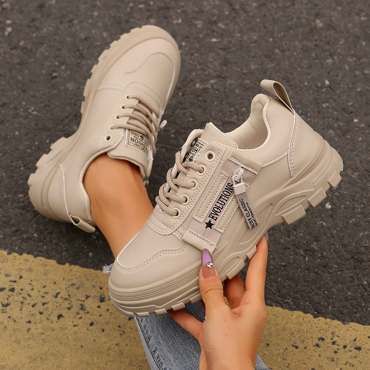 Title: Women's Chunky Sole Street Style Trainers – Various Colours