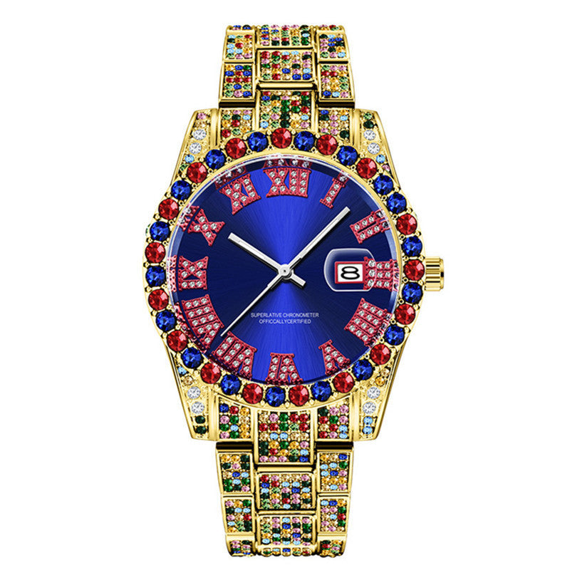 Men’s Iced Out Luxury Watch – Diamond Bling Rhinestone Wristwatch | Various Colours