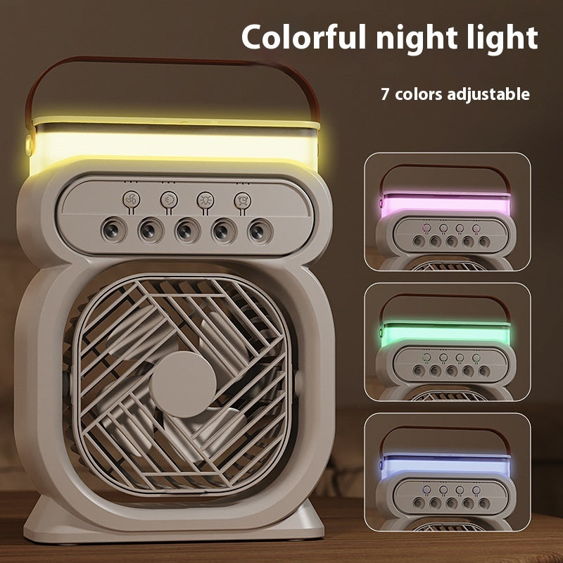 💨 3-in-1 Misting Fan with LED Night Light – Desktop Air Cooler in Various Colours