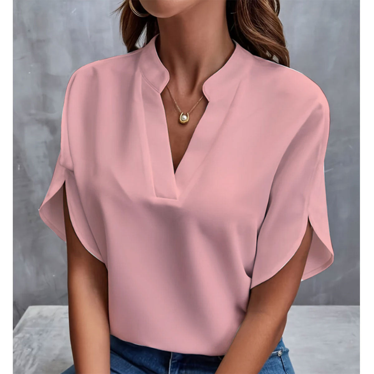 ✨ Women's V-Neck Blouse Top – Casual Loose Fit – Summer Workwear & Everyday Style – Various Colours 🌸