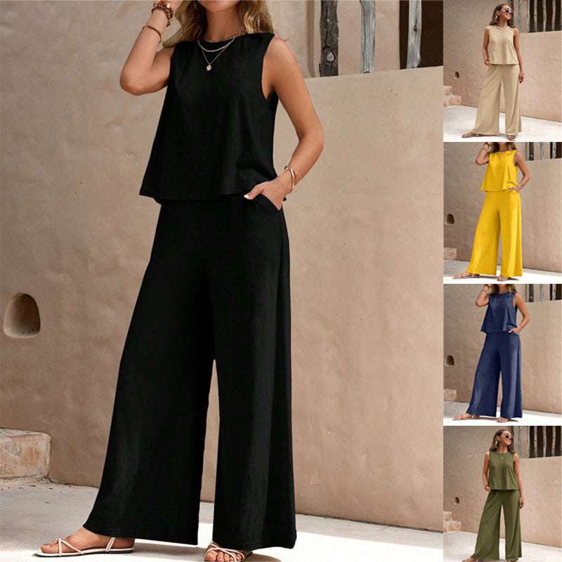 β¨ 2 Piece Wide-Leg Pants & Sleeveless Top Set β Casual Summer Co-ord Outfit β Various Colours π
