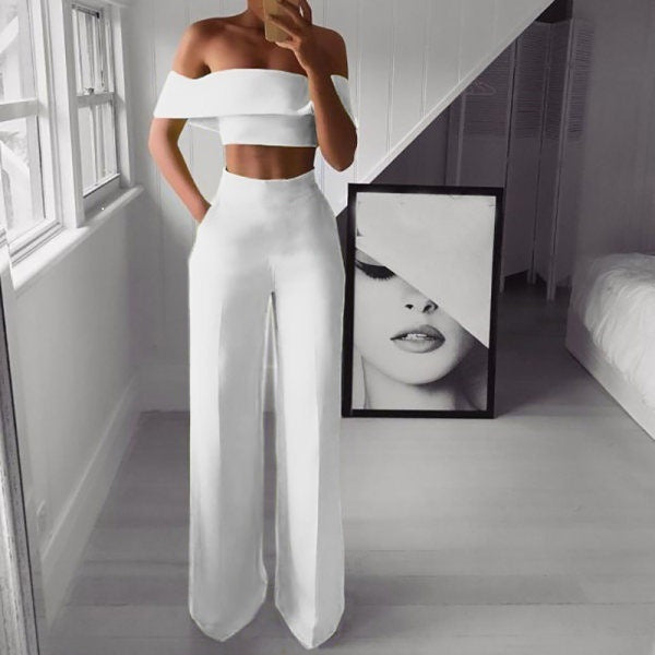 π₯ Off-Shoulder Two Piece Trouser Set for Women β High Waisted Wide Leg Co-Ord (Various Colours)