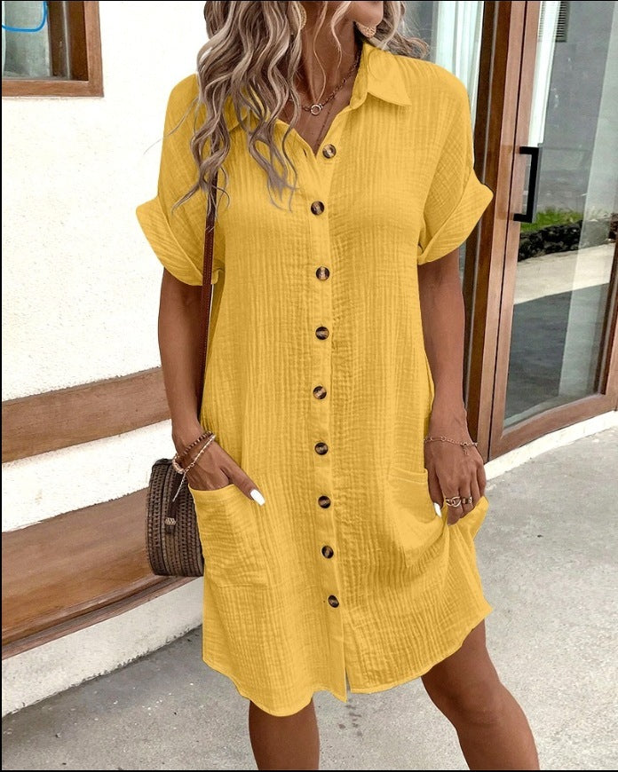 🌿 Casual Button-Up Shirt Dress – Available in Various Colours