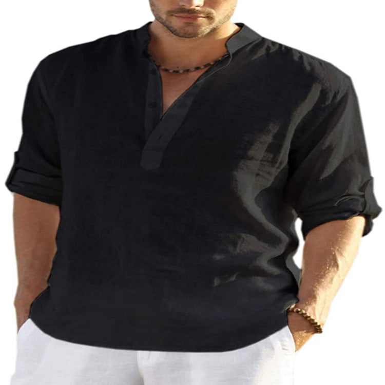 Men’s Lightweight Linen Blend Shirt – Casual Long Sleeve Summer Top (Various Colours)