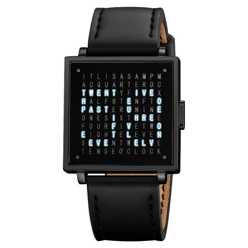 Word Matrix LED Watch | Minimalist Retro Smart Timepiece | Unique Gift for Him or Her