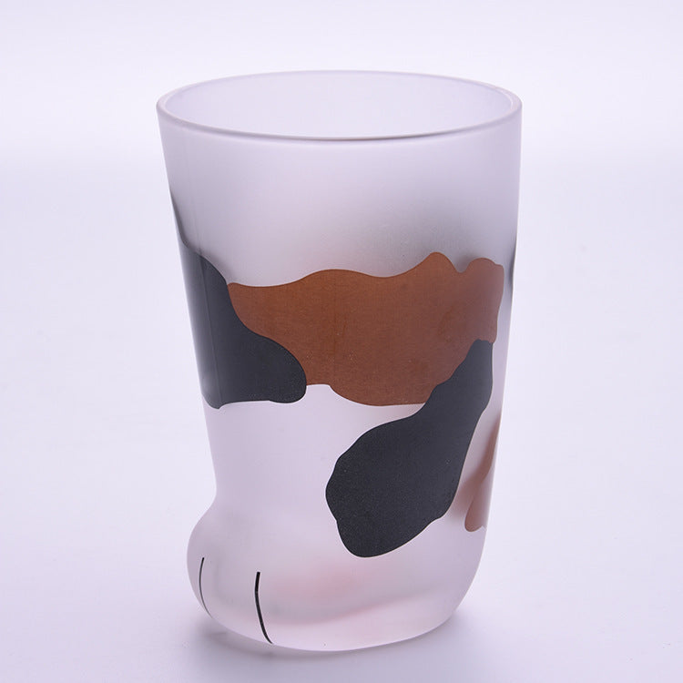 Cute Frosted Cat Paw Glass Cup – Various Colours