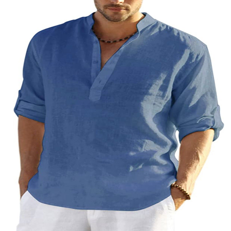 Men’s Lightweight Linen Blend Shirt – Casual Long Sleeve Summer Top (Various Colours)