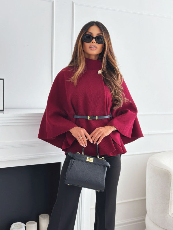 Elegant Belted Cape Jacket | Autumn Winter Fashion | Smart Casual Outerwear | TrendPrints