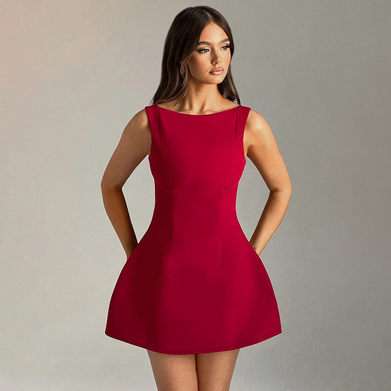 Sleek Backless Mini Dress – Available in Black & White
