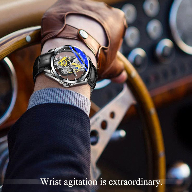 Luxury Skeleton Mechanical Watch – Gold Stainless Steel Men's Watch (Various Colours)