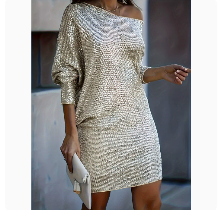 ✨ Off-Shoulder Sequin Party Dress – Sparkle & Shine in Various Colours