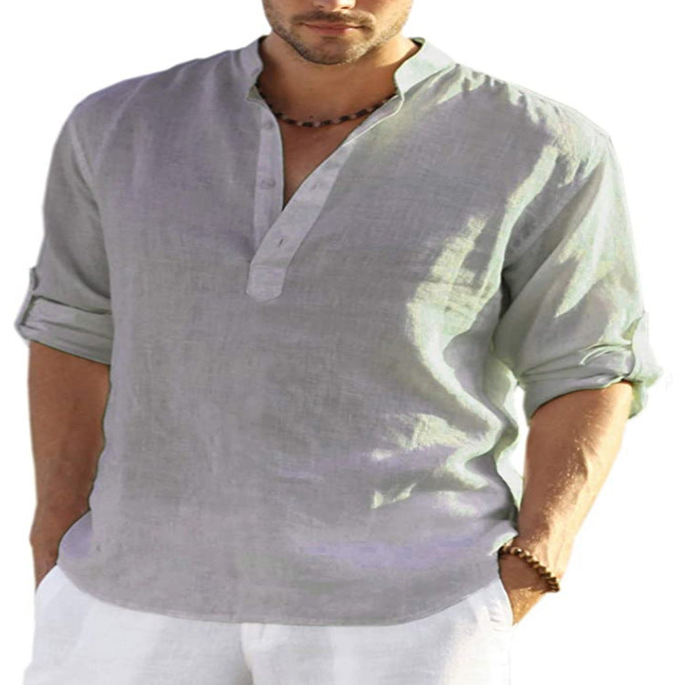 Men’s Lightweight Linen Blend Shirt – Casual Long Sleeve Summer Top (Various Colours)