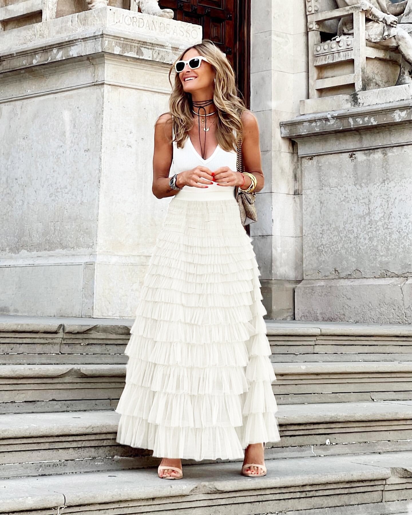 ✨ Women’s Layered Tulle Ruffle Maxi Skirt - Boho Chic Statement Skirt - Available in Various Colours