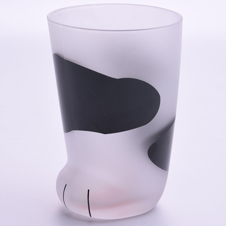 Cute Frosted Cat Paw Glass Cup – Various Colours