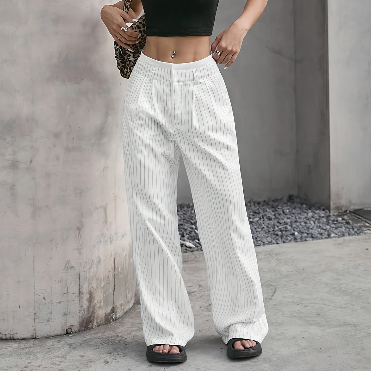 🏁 Striped Wide-Leg Lounge Trousers – Street Style Comfort in Various Colours