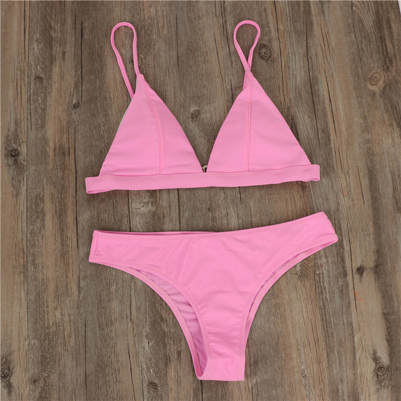 Sexy Triangle Bikini Set New Women Solid Bathing Suit Swimwear Summer Beach Wear Female Low Waist Red Swimsuit