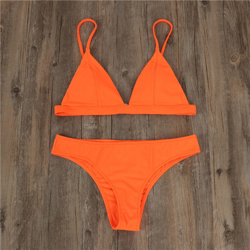 Sexy Triangle Bikini Set New Women Solid Bathing Suit Swimwear Summer Beach Wear Female Low Waist Red Swimsuit