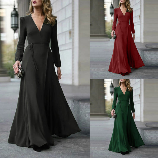 👑 Luxe Grace Long Sleeve Maxi Gown – Available in Various Colours