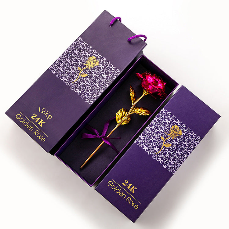 24K Gold Rose Gold Foil Rose Gold Foil Rose Gift Box Women's Day Valentine's Day Gift Event Small Gift