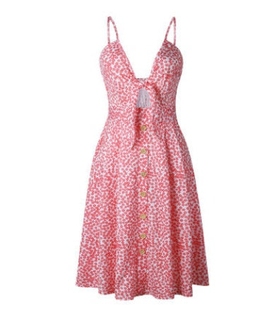 Tie Front Button-Down Midi Sundress – Strappy Summer Dress in Various Colours