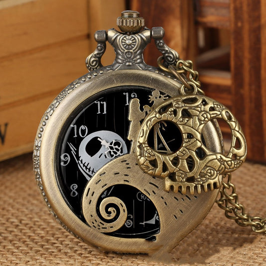 Nightmare Before Christmas Vintage Pocket Watch Necklace – Gothic Steampunk Pendant | Various Designs