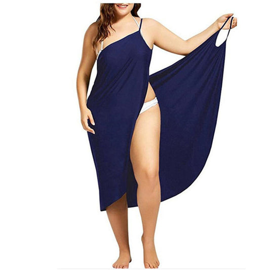 Plus Size Beach Cover-Up Dress – One Shoulder Swimsuit Wrap (Available in Various Colours)