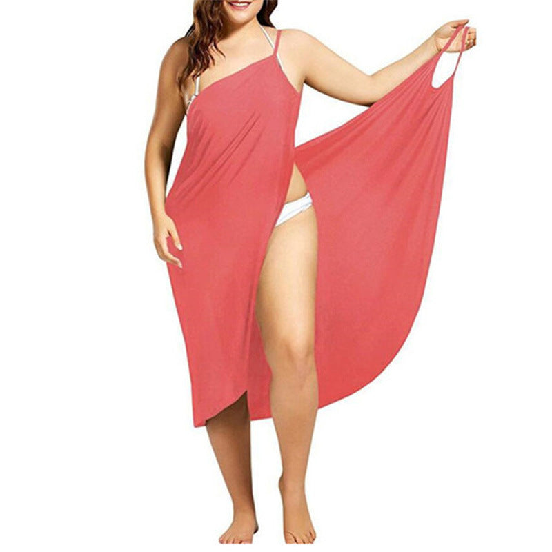 Plus Size Beach Cover-Up Dress – One Shoulder Swimsuit Wrap (Available in Various Colours)