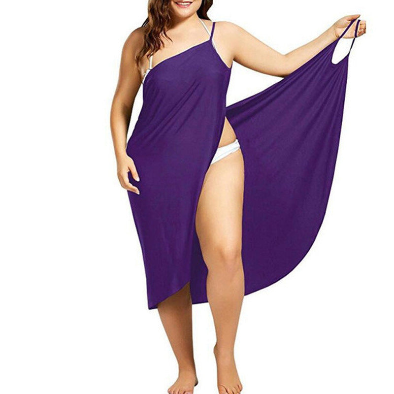 Plus Size Beach Cover-Up Dress – One Shoulder Swimsuit Wrap (Available in Various Colours)