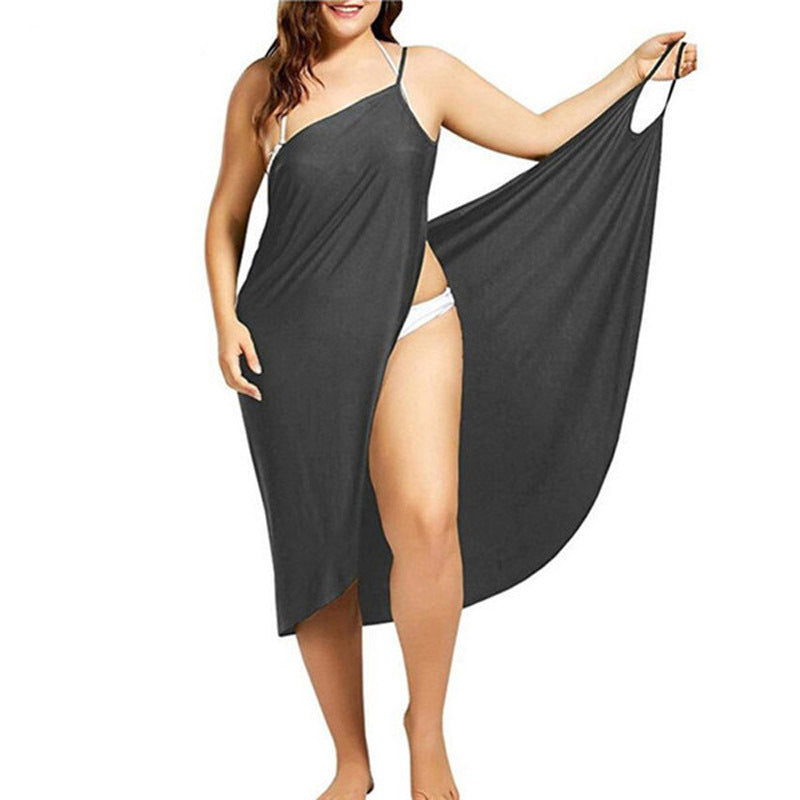 Plus Size Beach Cover-Up Dress – One Shoulder Swimsuit Wrap (Available in Various Colours)