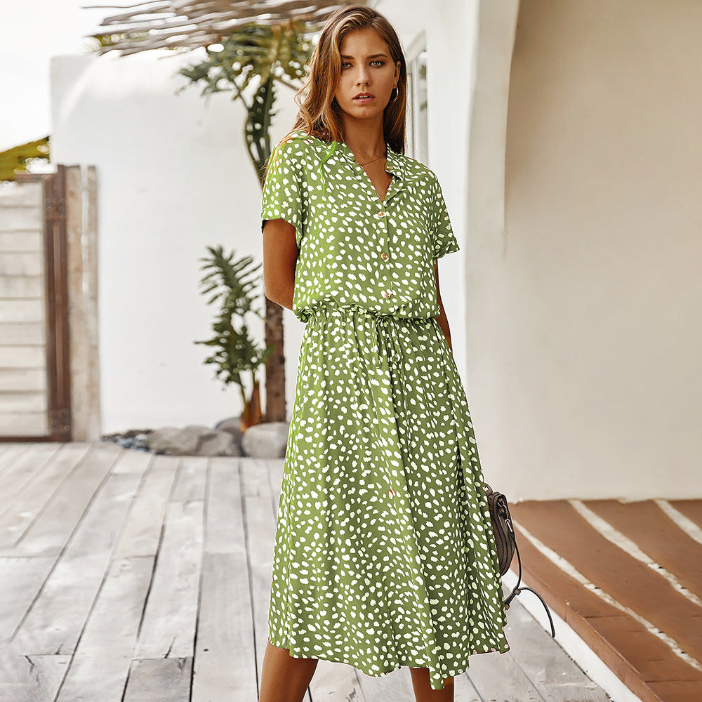 Chic Button-Down Polka Dot Midi Dress – Various Colours – Effortless Summer Style