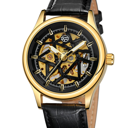 Men’s Luxury Skeleton Mechanical Watch – Leather Strap Automatic Wristwatch | Various Colours