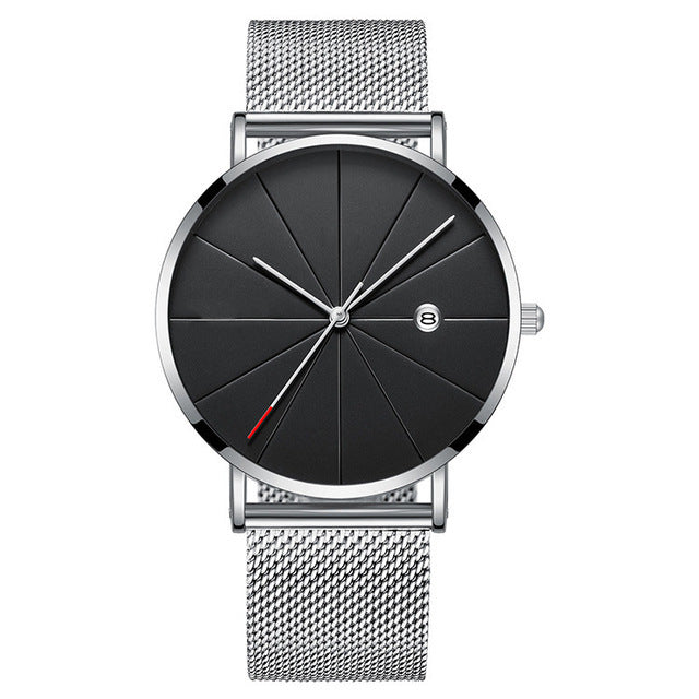 Luxury Gold Mesh Men's Watch | Minimalist Black Dial with Date Feature