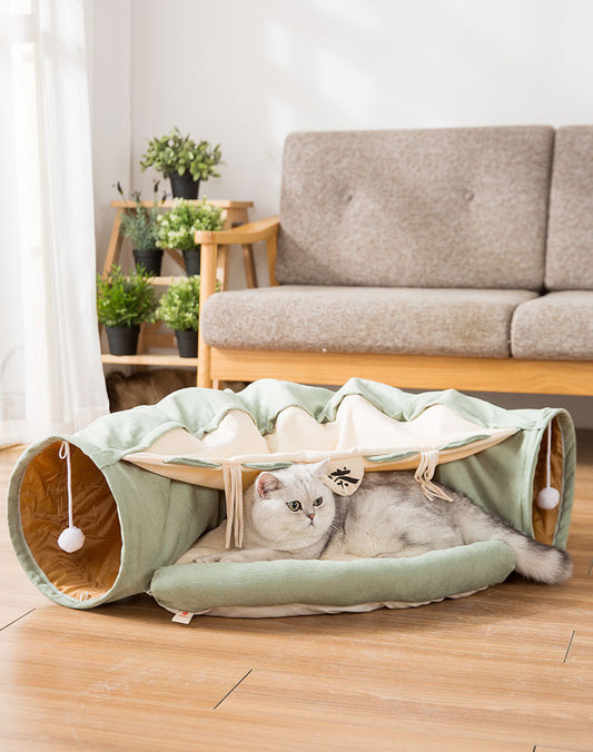 🐾 Cosy Cat Tunnel Bed – 2-in-1 Hideaway Playhouse in Various Colours