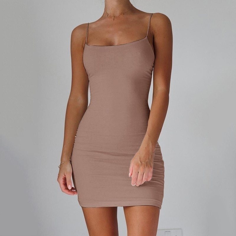 Bodycon Spaghetti Strap Mini Dress – Various Colours | Trendy Summer Clubwear