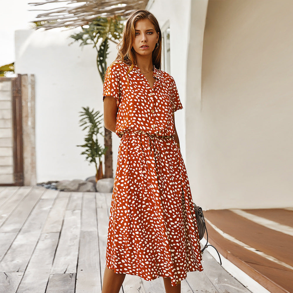 Chic Button-Down Polka Dot Midi Dress – Various Colours – Effortless Summer Style