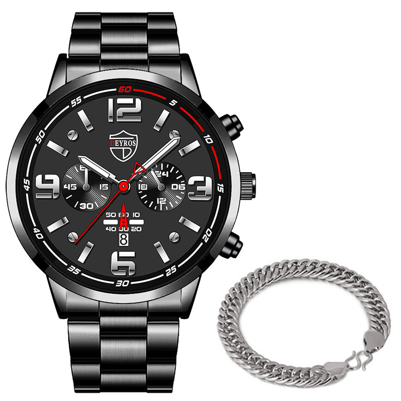 DEYROS Gold Chronograph Watch & Bracelet Set – Luxury Gift for Men (Various Colours)