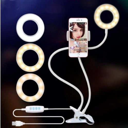 LED💡 Flexible Ring Light & Phone Holder – Clip-On Stand for Content Creators